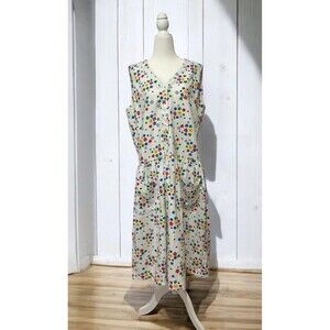 Vintage Prairie Dress Sz L/XL Flower Buttons Cute 60s Sleeveless 1960s Colorful